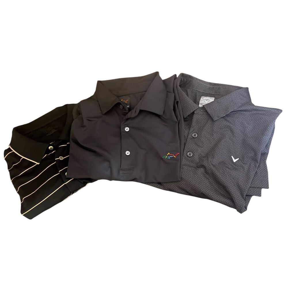 Men's Black/Charcoal Callaway Greg Norman PGA Tour 3 Polo Shirt Bundle Size XXL